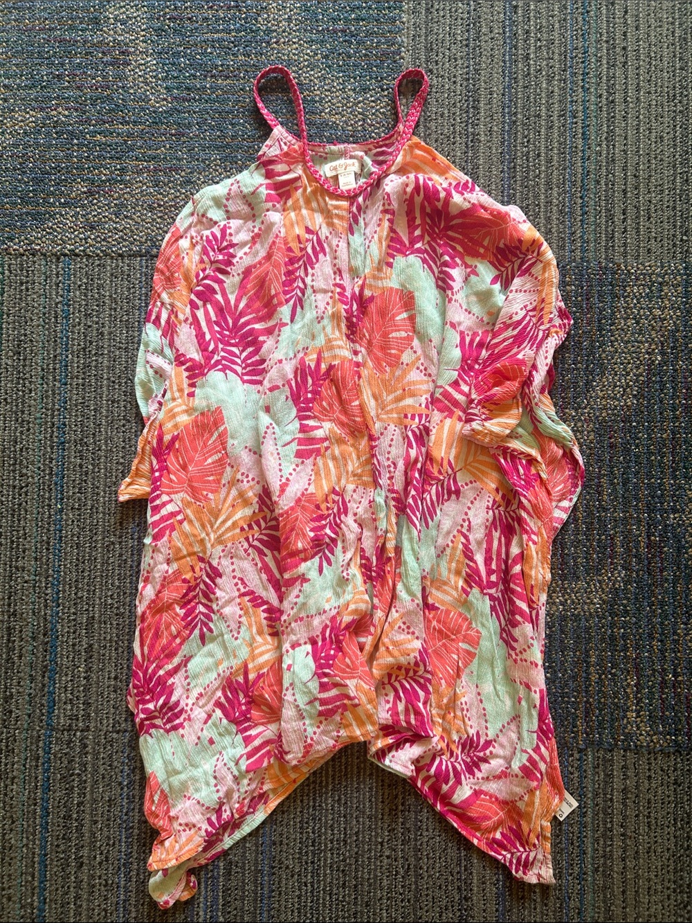 Cat & Jack Tropical Print Sleeveless Dress/swim cover- Pink, Coral & Mint